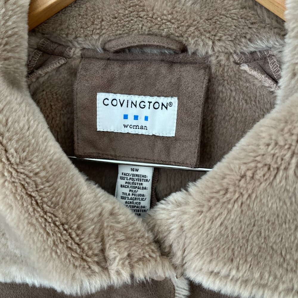 Covington Womens Faux Fur Collar Cuffs Lining Winter Coat Jacket Brown Size 16 - Picture 3 of 11